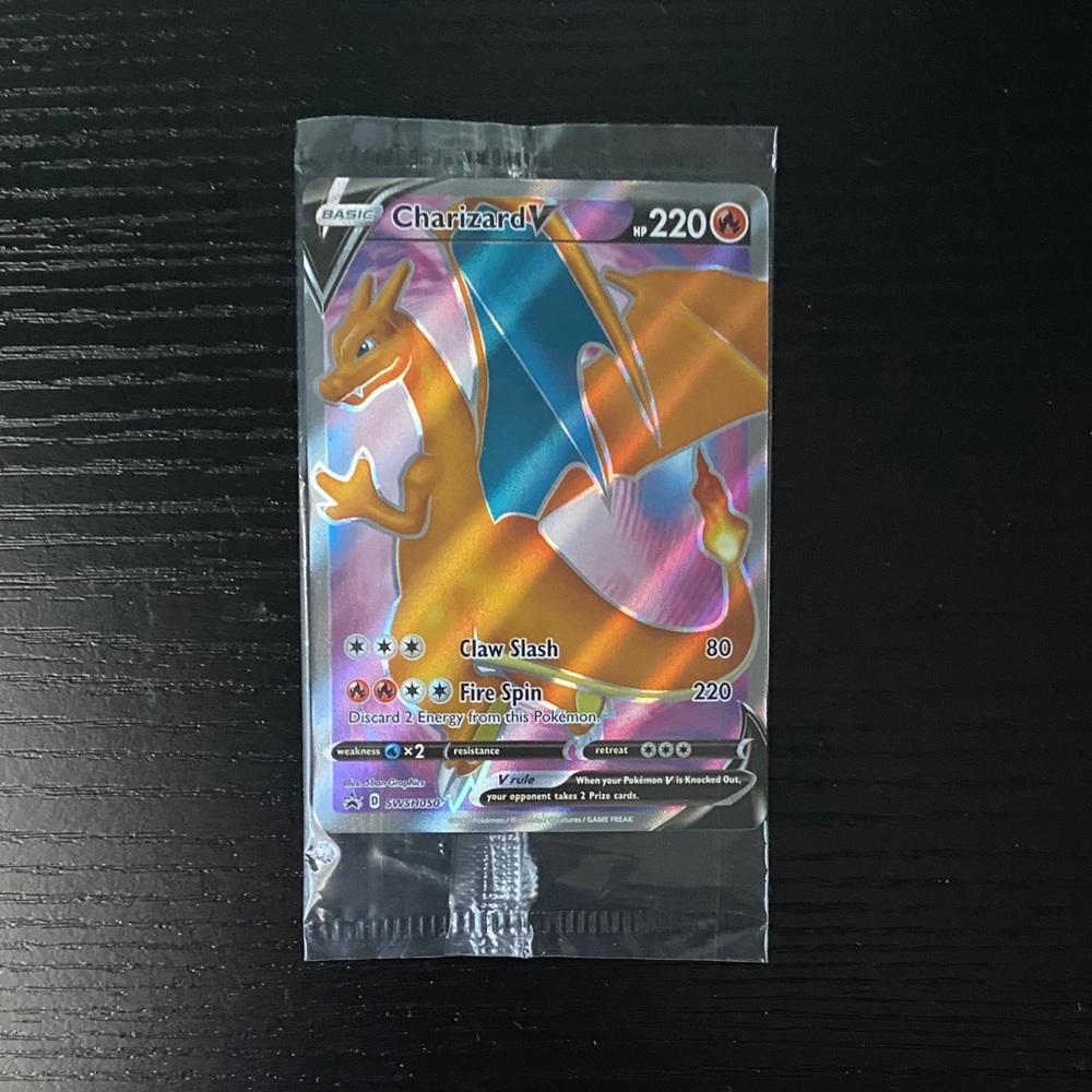Pokemon Charizard V Trading Card - Orange and Blue